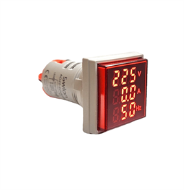 AD22-22VAHS 22mm Dijital Volt-Amper-Herzmetre Kare