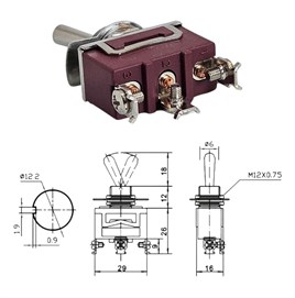 IC-152S SWION Toggle Switch 15AMP 3P ON-OFF Ø12mm XT12-B
