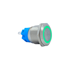 E3 19MM METAL BUTON KALICILI 12-24V YEŞİL LED 1NO/1NC