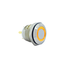 E38 16MM METAL BUTON YAYLI 12-24V TURUNCU LED 1NO