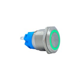 E58 19MM METAL BUTON YAYLI 12-24V YEŞİL LED 1NO/1NC