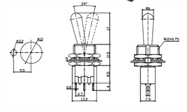 IC-148F Toggle Switch ON-OFF-ON Ø12mm MTS-103L