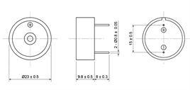 IC-220 Buzzer 12 ~ 24Volt DC 23mm Devreli