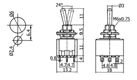 IC-148A Toggle Switch ON-OFF Ø6mm MTS-302