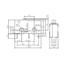 IC-163-2 Micro Switch Lehim Bacak Paletsiz KW4-Z1F