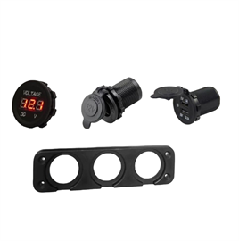 VOLTMETRE + ÇAKMAK GİRİŞİ + 2Lİ USB + 3LÜ KULAK  PANO TİP 28MM