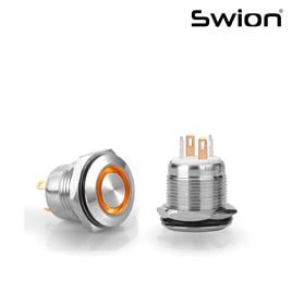 D38 | 16MM METAL YAYLI BUTON 12-24V TURUNCU LED