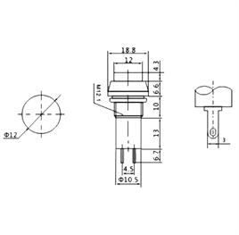 IC-187 Buton Ø12mm Normalde Kapalı (Ters Kontak)
