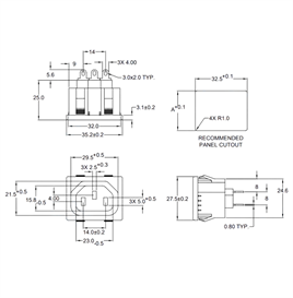 IC-212D C13 Power Soket Dişi Kulaksız  AS-04F