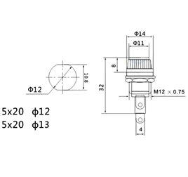 IC-235 Sigorta Yuvası 5x20mm Ø12mm - Ø13mm