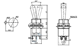 IC-148H Toggle Switch ON-OFF-ON Ø12mm MTS-203L