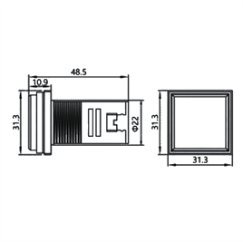 AD22-22VAS 22mm Dijital Volt-Ampermetre Kare