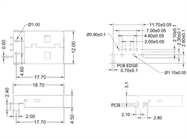 IC-264 USB Şase A Tip 90° Erkek