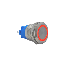 E1 19MM METAL BUTON KALICILI 12-24V KIRMIZI LED 1NO/1NC