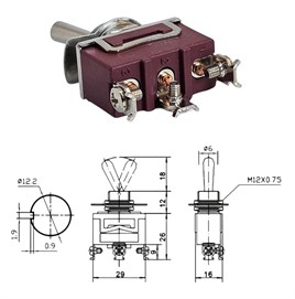 IC-153S SWION Toggle Switch 15AMP 3P ON-OFF-ON Ø12mm XT13-B