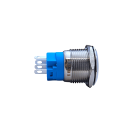 E2 19MM METAL BUTON KALICILI 12-24V MAVİ LED 1NO/1NC