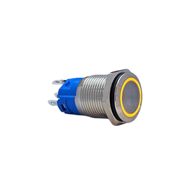 E38-1 16MM METAL BUTON YAYLI 12-24V TURUNCU LED 1NO/1NC