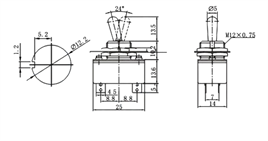 IC-150 Toggle Switch 4P ON-OFF Ø12mm KNC3-1X2