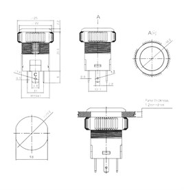 IPS19-10T  19mm Plastik LEDli Yaylı Power simgeli Buton