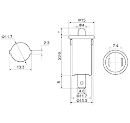 IC-187A Kapak Switch Ø12mm (Ters) Normalde Kapalı Kontak PBS-25B