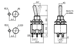 IC-147 Toggle Switch Yaylı ON-OFF-MOM Ø6mm MTS-213