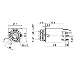 IC-261G-1 6,3mm Stereo Jack Dişi Şase 180° 5P