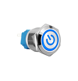 E2T 19MM METAL BUTON KALICILI 12-24V MAVİ LED 1NO/1NC