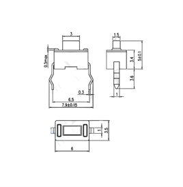 IC-201 Tact Switch Pioneer Buton 3,5x6 Kısa Bacak