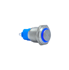 E21 16MM METAL BUTON KALICILI 12-24V MAVİ LED 1NO/1NC