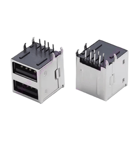 IC-265E USB İkili 2.0 Şase A Tip Dişi 90° Siyah