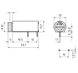 IC-235B Sigorta Yuvası 5x20mm 90° PCB