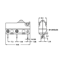 IC-163-1 Micro Switch Lehim Bacak Paletsiz IP65 Su Geçirmez