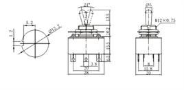 IC-151 Toggle Switch 6P ON-OFF Ø12mm KN3C-202P