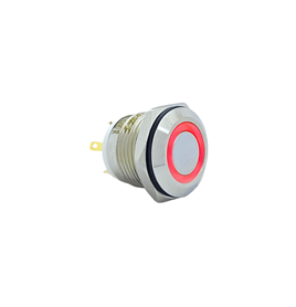 E34 16MM METAL BUTON YAYLI 12-24V KIRMIZI LED 1NO