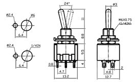 IC-148 Toggle Switch Yaylı MOM-OFF-MOM (Kaliteli) Ø6mm MTS-223