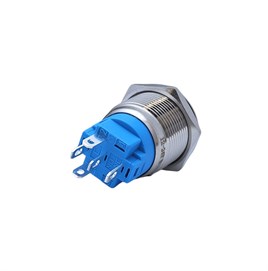 E57 19MM METAL BUTON YAYLI 12-24V MAVİ LED 1NO/1NC