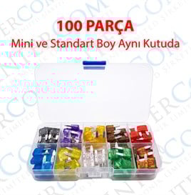 IC-274B Kutulu Mini & Standart Karışık Oto Bıçak Sigorta Seti 100 Parça