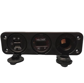 VOLTMETRE + ÇAKMAK GİRİŞİ + 2Lİ USB + 3LÜ KULAK  PANO TİP 28MM