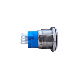 E57 19MM METAL BUTON YAYLI 12-24V MAVİ LED 1NO/1NC