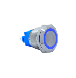 E2 19MM METAL BUTON KALICILI 12-24V MAVİ LED 1NO/1NC
