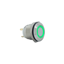 E35 16MM METAL BUTON YAYLI 12-24V YEŞİL LED 1NO