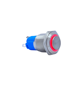 E19 16MM METAL BUTON KALICILI 12-24V KIRMIZI LED 1NO/1NC