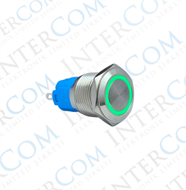 E35-1 16MM METAL BUTON YAYLI 12-24V YEŞİL LED 1NO/1NC