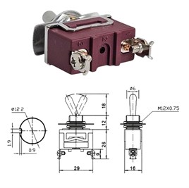 IC-157S SWION Toggle Switch 15AMP 6P ON-OFF Ø12mm XT-22B