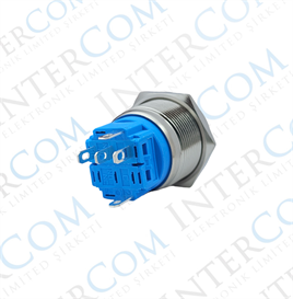 E71 22MM METAL BUTON YAYLI 12-24V MAVİ LED 1NO/1NC