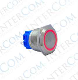 E72 22MM METAL BUTON KALICILI 12-24V KIRMIZI LED 1NO/1NC