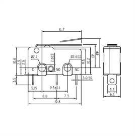 IC-163 Micro Switch Lehim Bacak Paletli KW4-Z2F