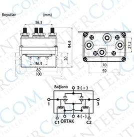4 Kutuplu M8 Selenoid Röle 12V/24V - 500A