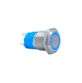 E36-1 16MM METAL BUTON YAYLI 12-24V MAVİ LED 1NO/1NC