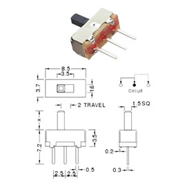 IC-205-S Mikro Slide Switch ON-OFF 3P PCB